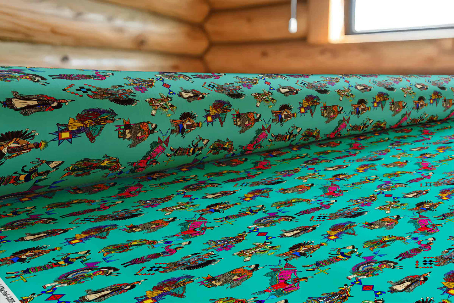 Grand Entry Dancers Eggshell Blue Small Fabric