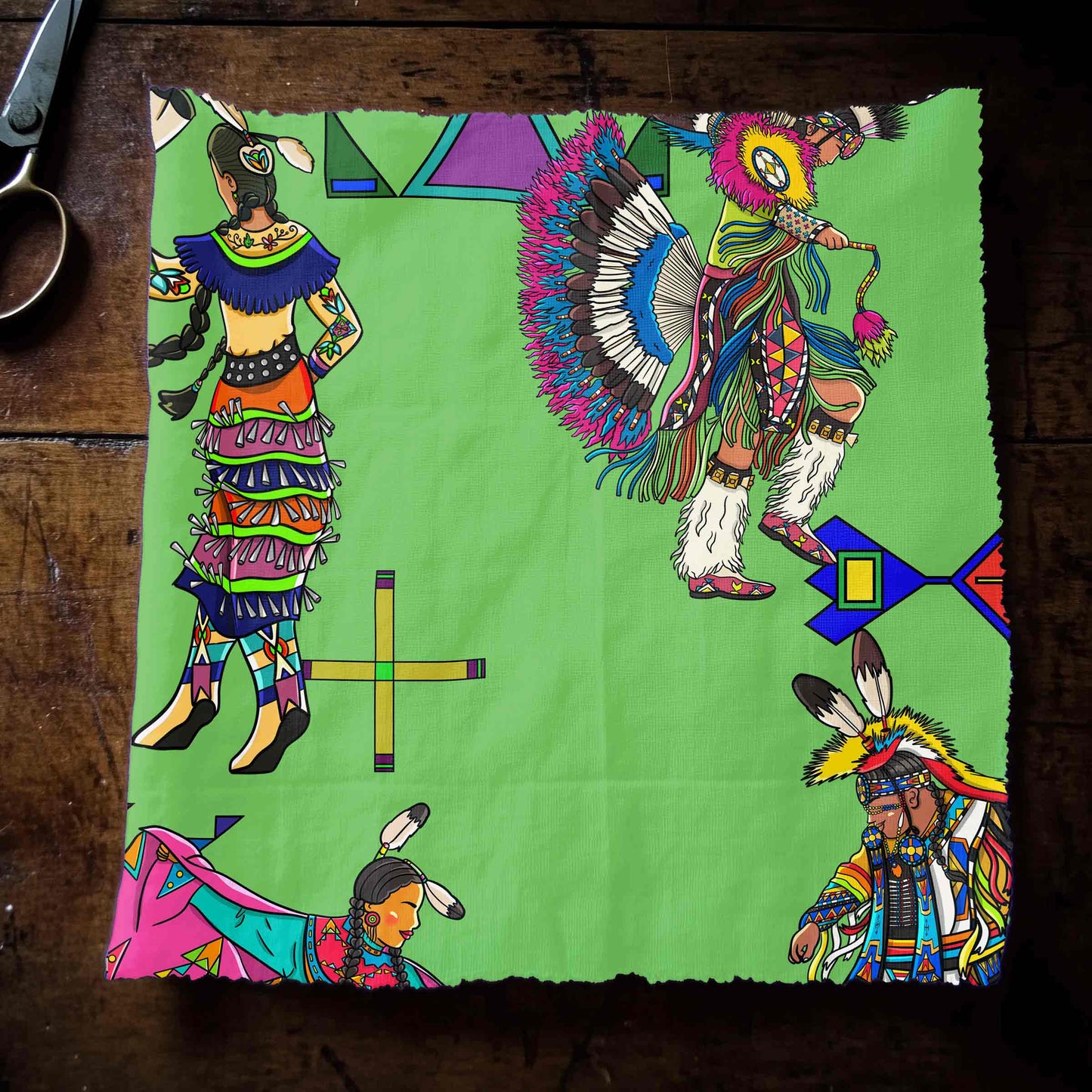 Grand Entry Dancers Grass Large Fabric