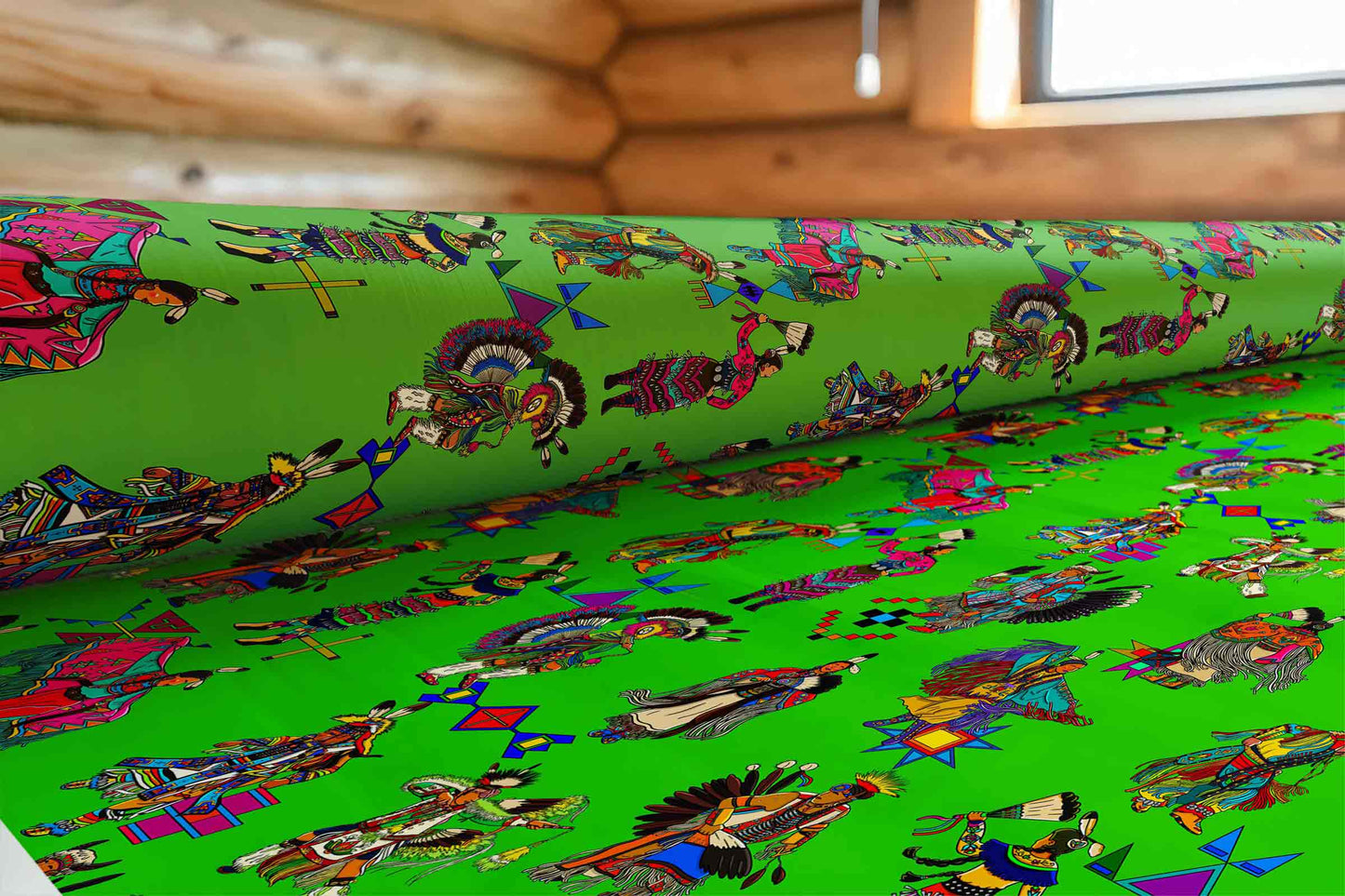 Grand Entry Dancers Grass Large Fabric