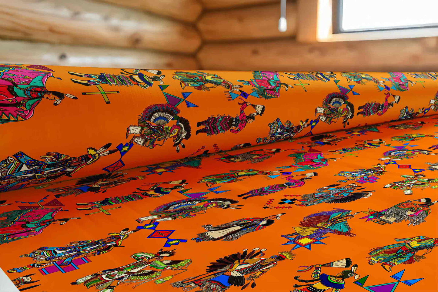 Grand Entry Dancers Orange Large Fabric