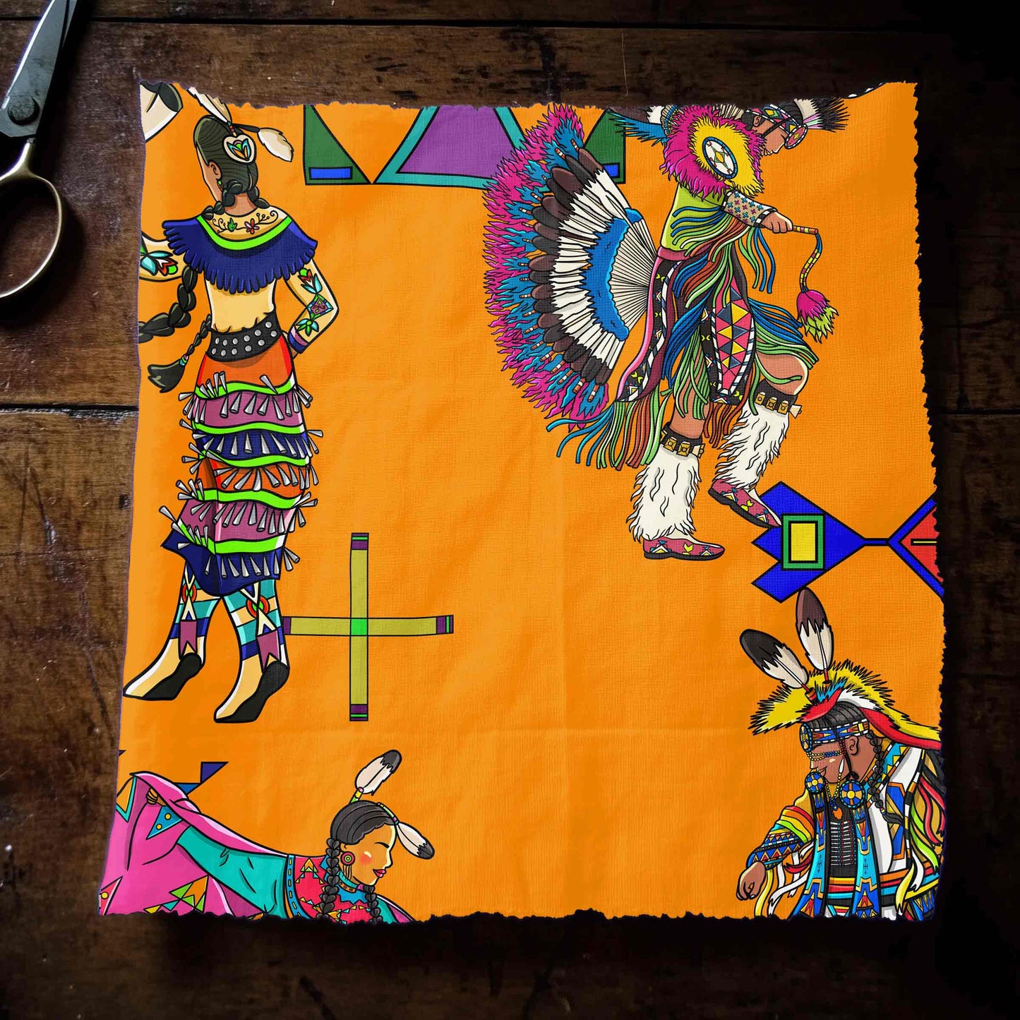 Grand Entry Dancers Orange Large Fabric