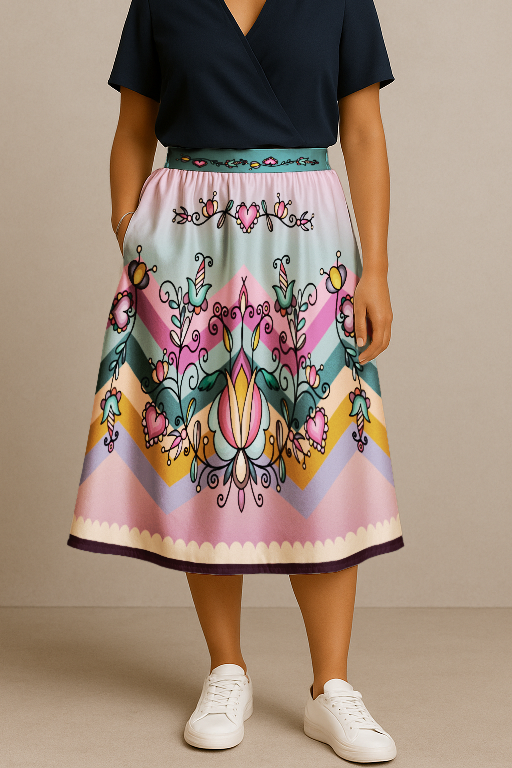 Harvest Hearth Floral Luxe Midi Skirt