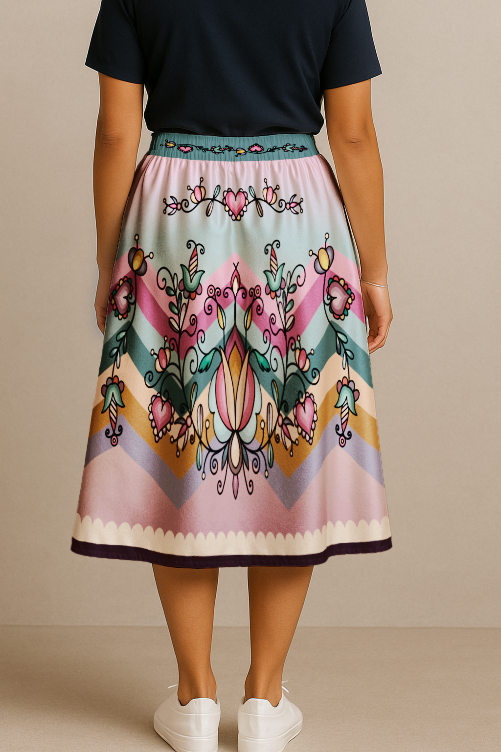 Harvest Hearth Floral Luxe Midi Skirt