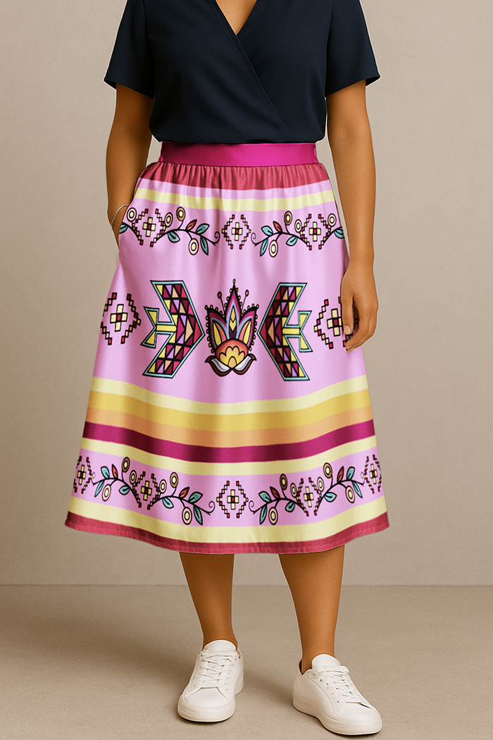 Heart of the Pattern Bright Midi Skirt