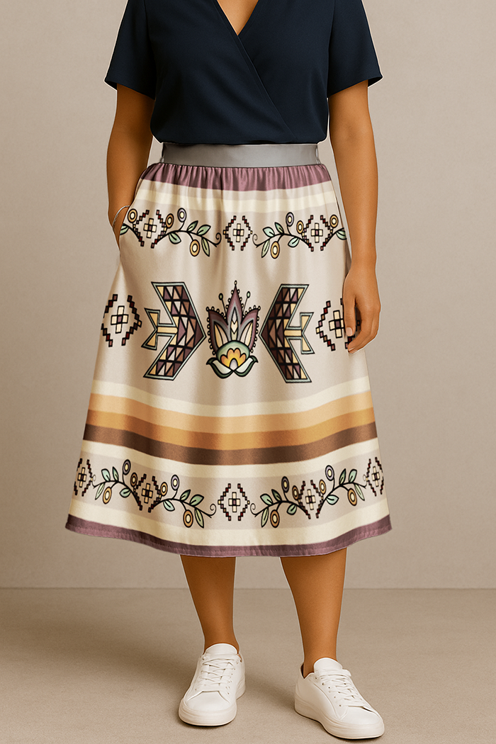 Heart of the Pattern Earthy Midi Skirt