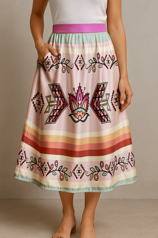 Heart of the Pattern Pastel Midi Skirt