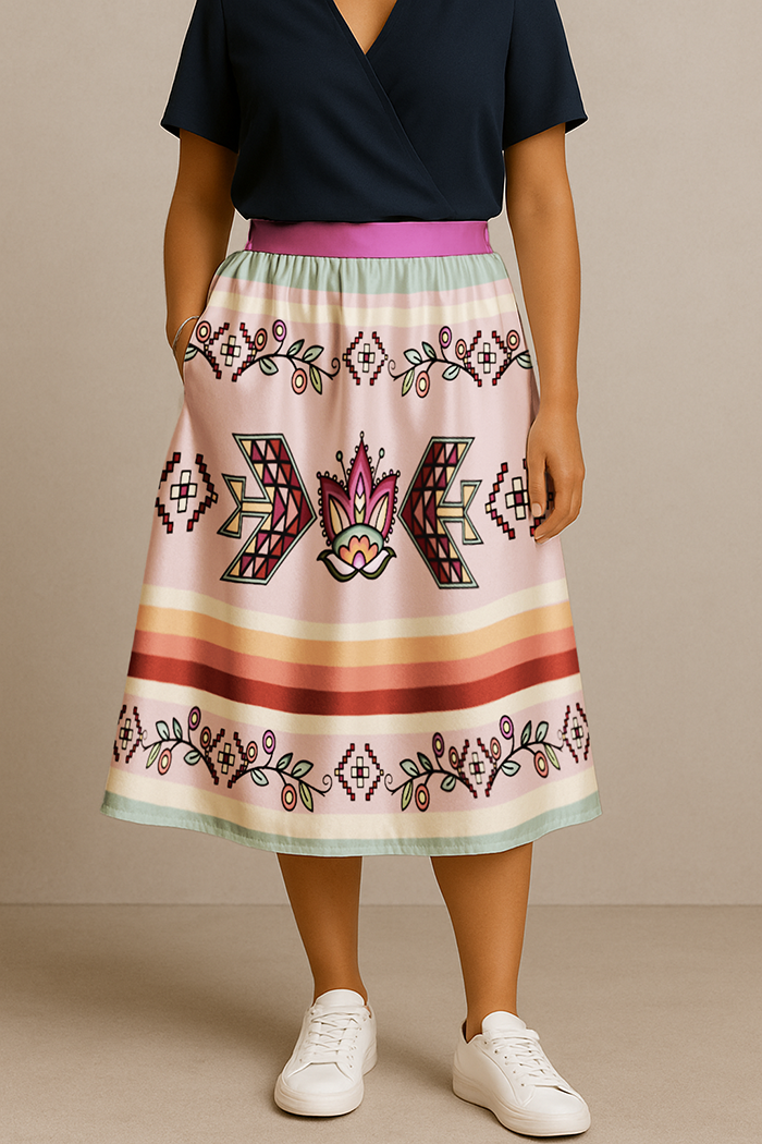 Heart of the Pattern Pastel Midi Skirt