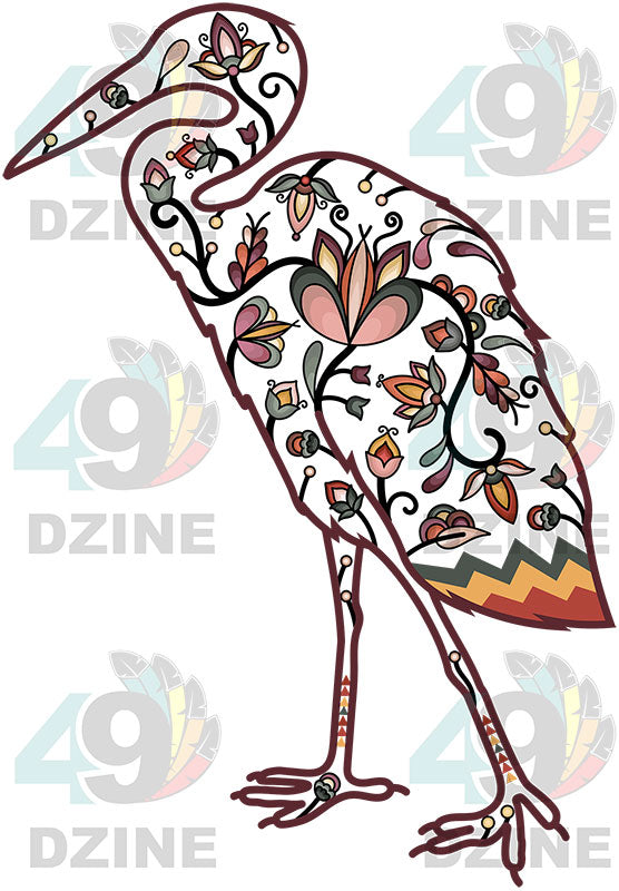 Floral Heron Motif