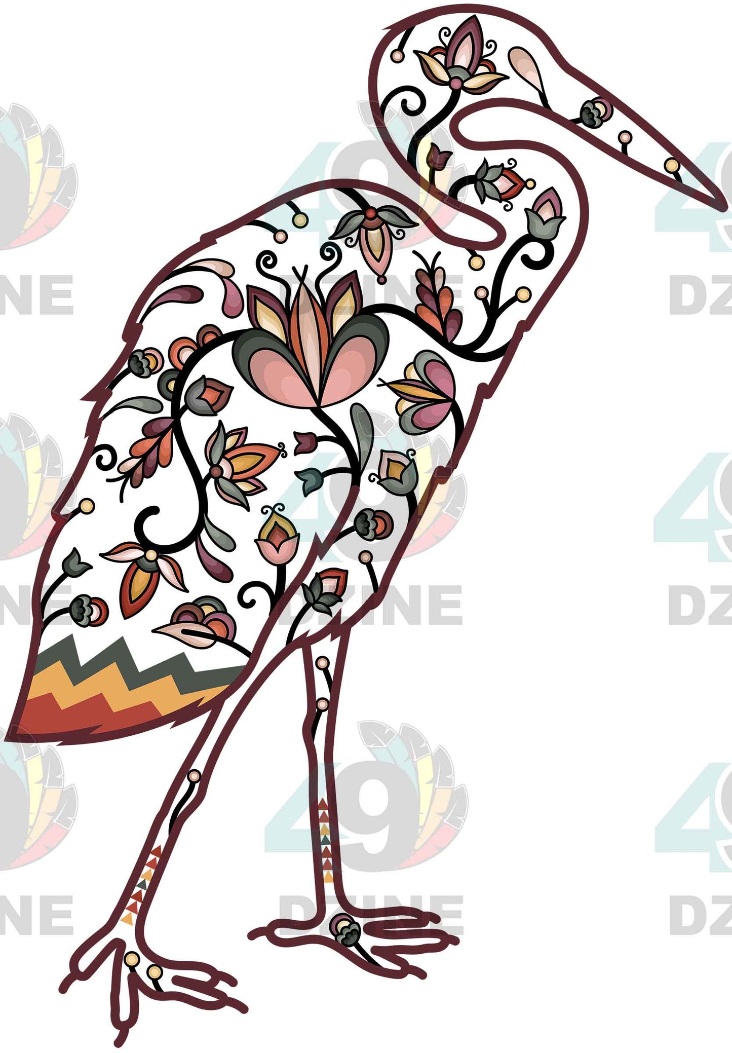 Floral Heron Motif