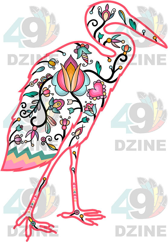Floral Heron Motif
