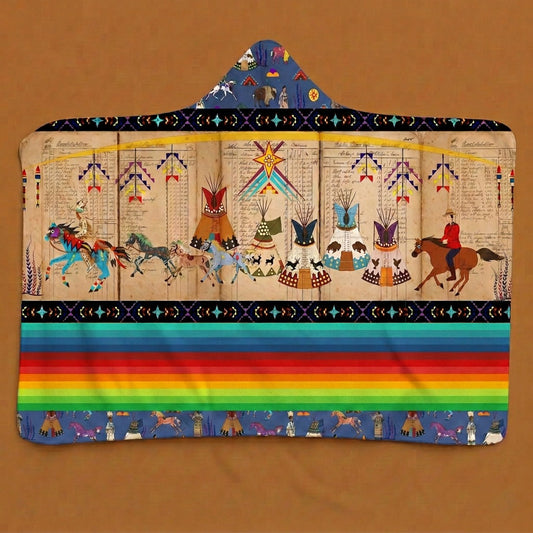 Horse Raid Hooded Blanket