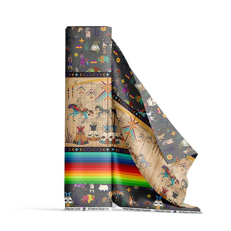 Horse Raid Graphite Fabric