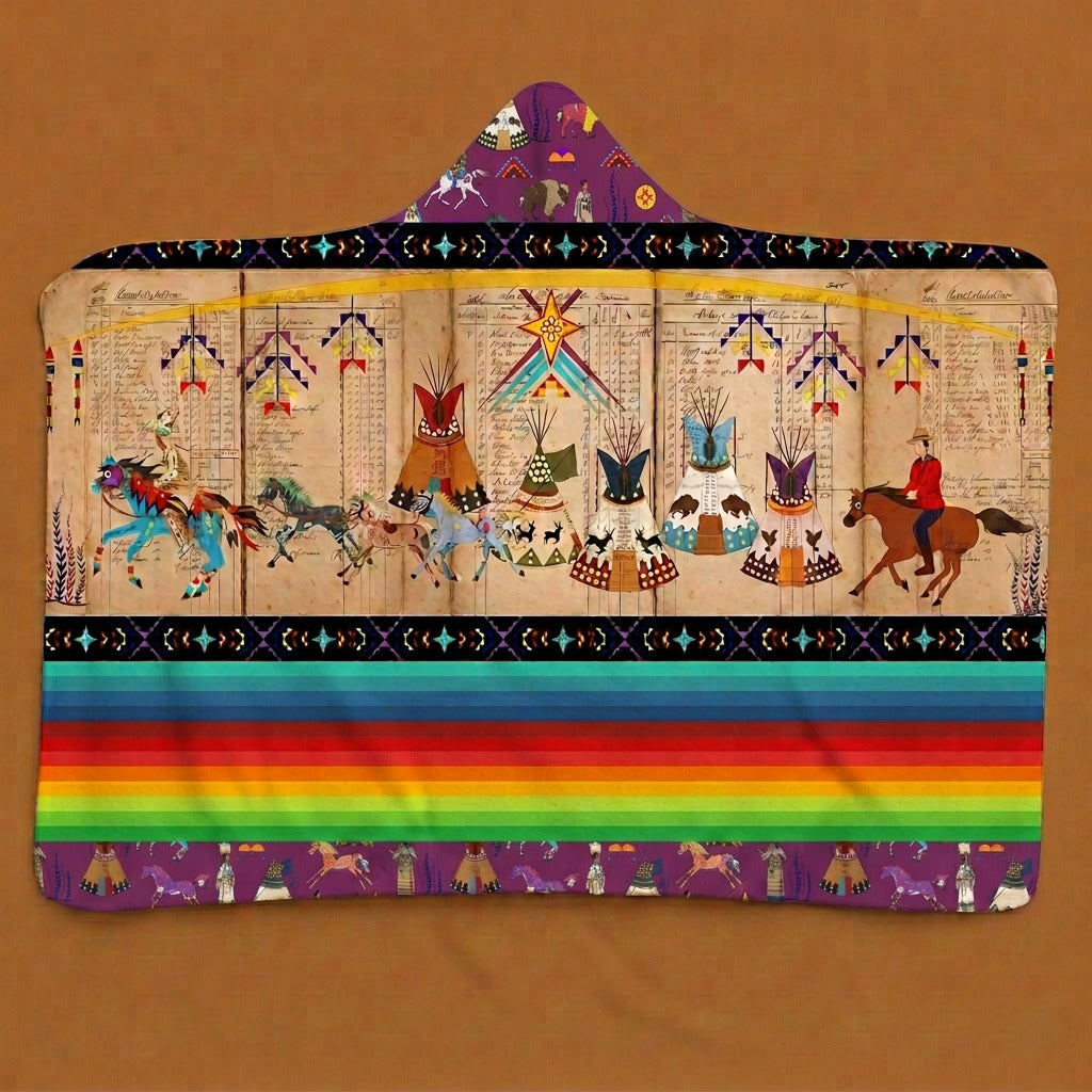 Horse Raid Hooded Blanket