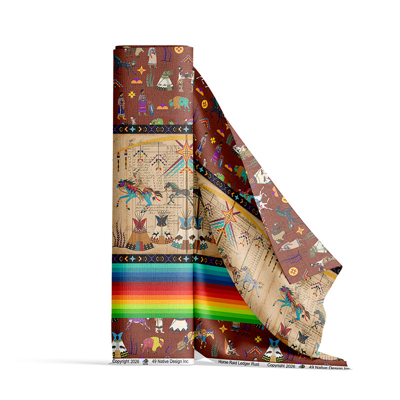 Horse Raid Rust Fabric
