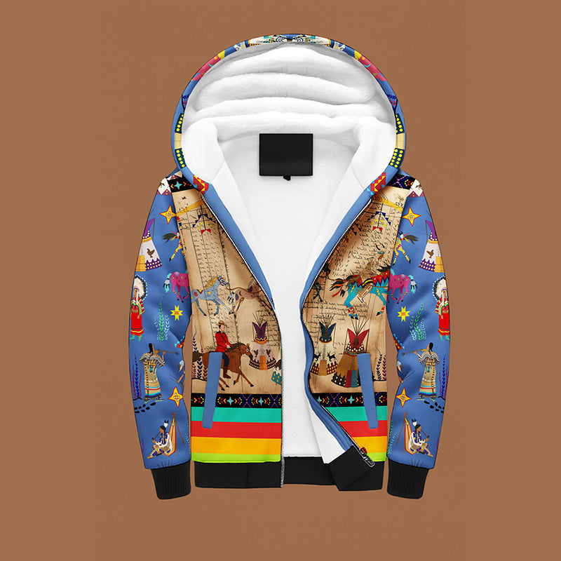 Horse Raid Blue Sherpa Hoodie
