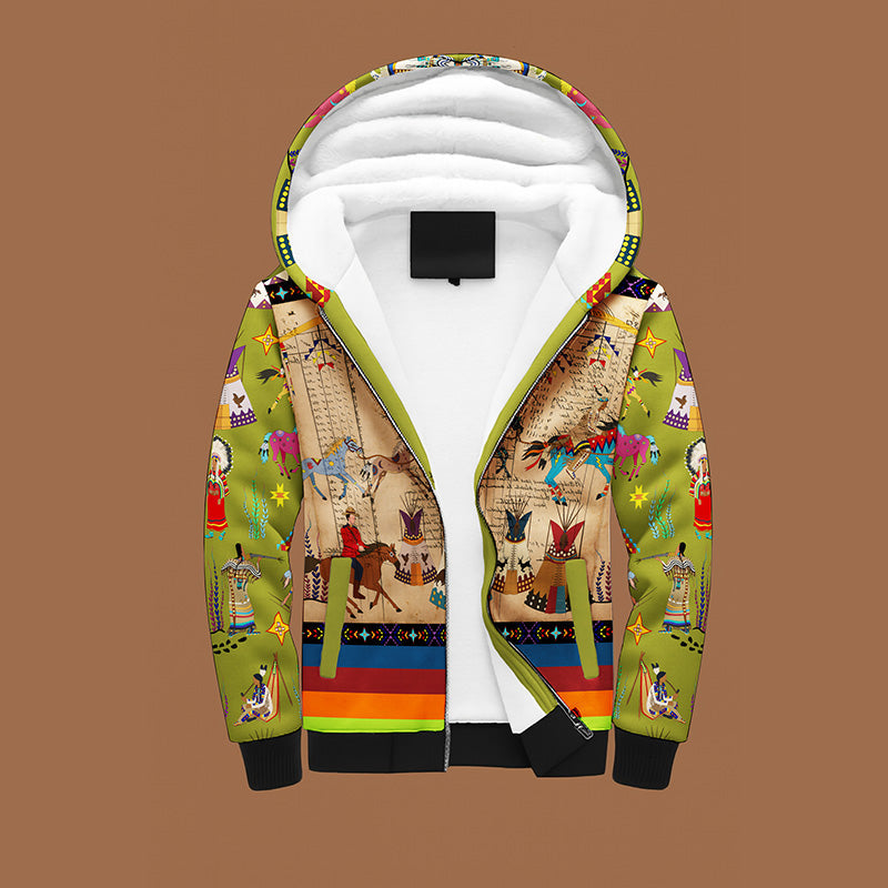Horse Raid Olive Sherpa Hoodie