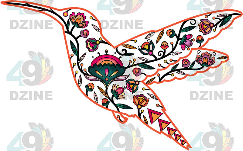 Floral Hummingbird Motif