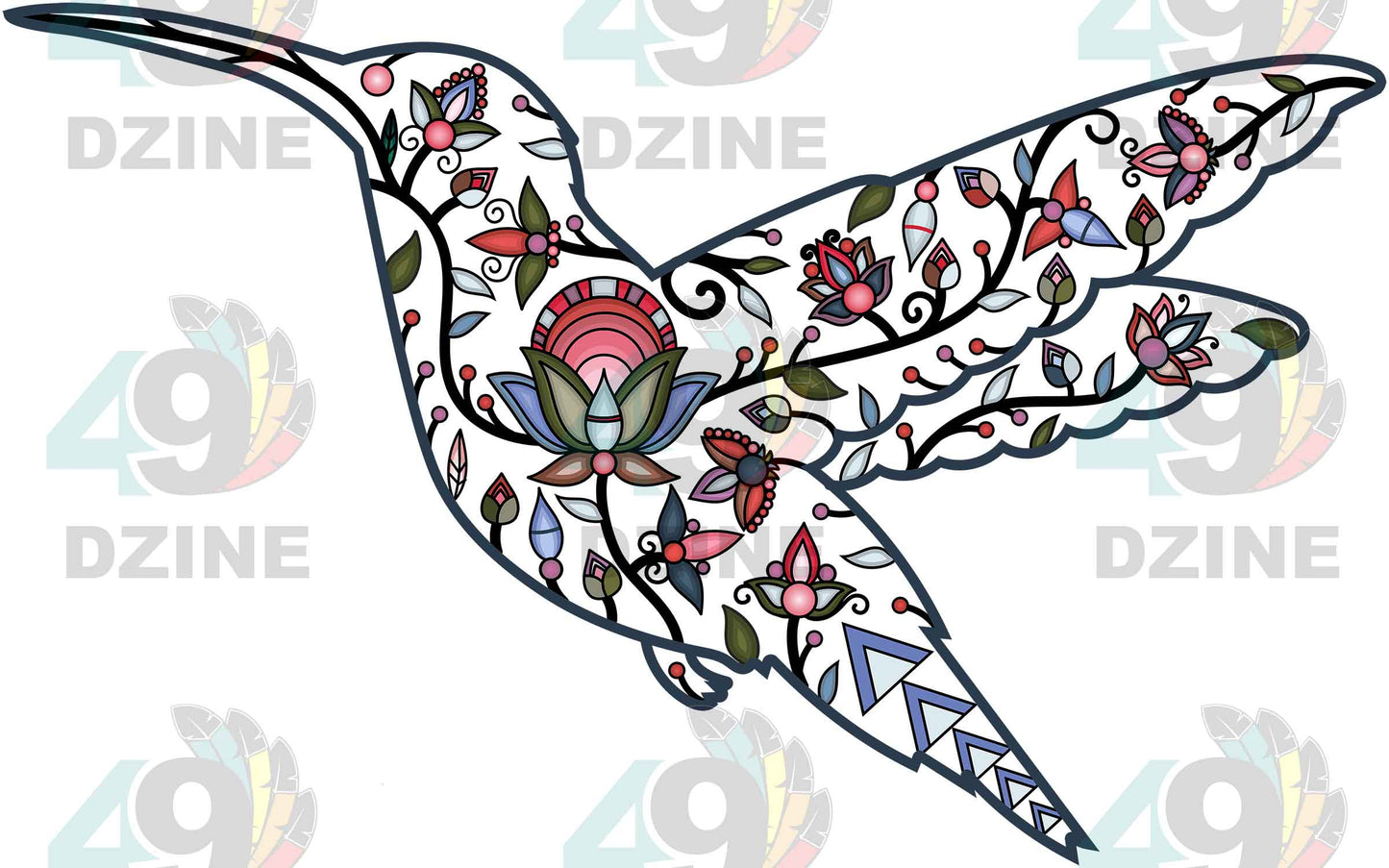 Floral Hummingbird Motif