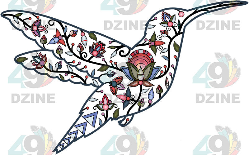 Floral Hummingbird Motif