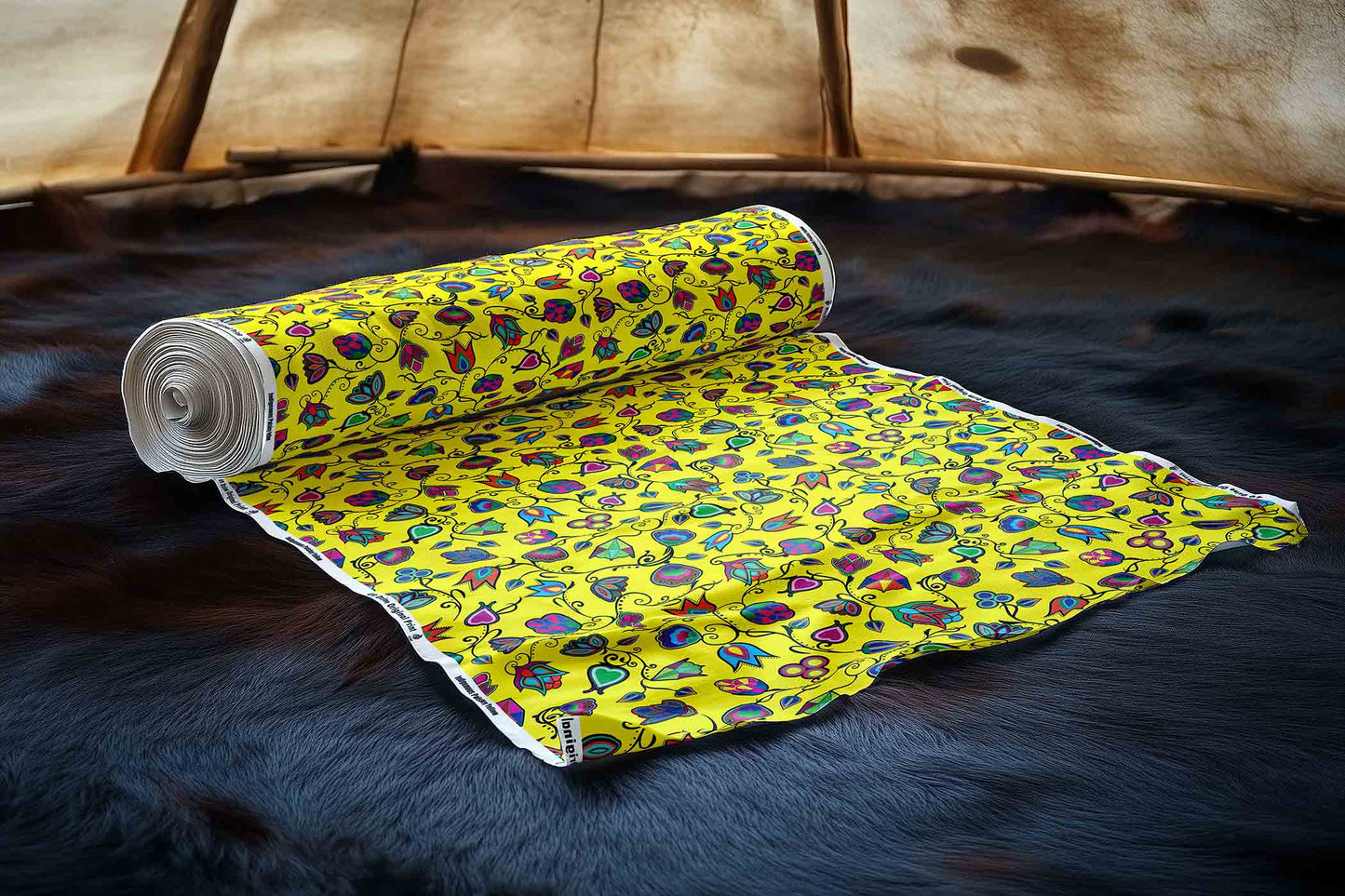 Indigenous Paisley Yellow Fabric