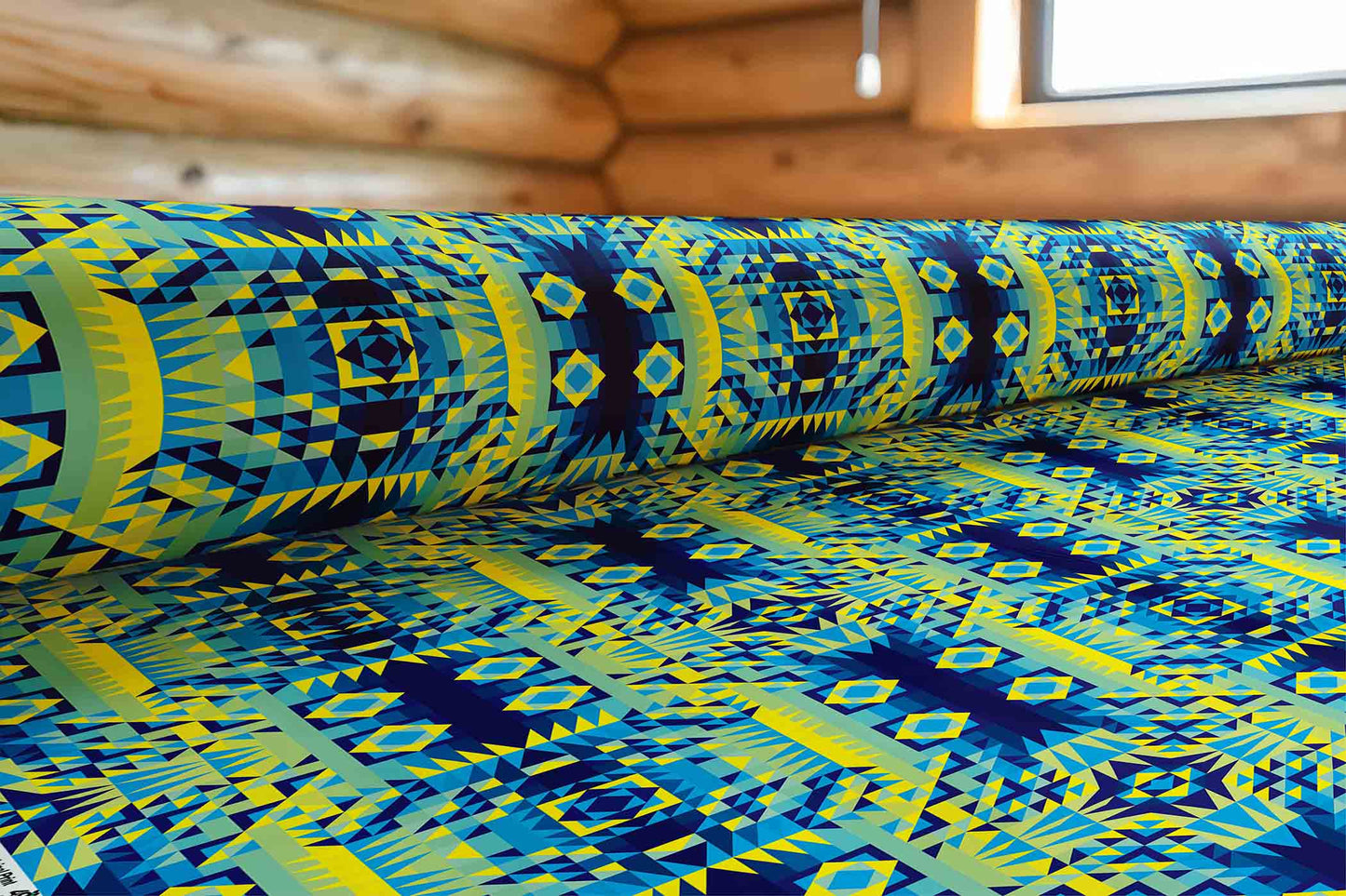 Kaleidoscope Jaune Bleu Fabric