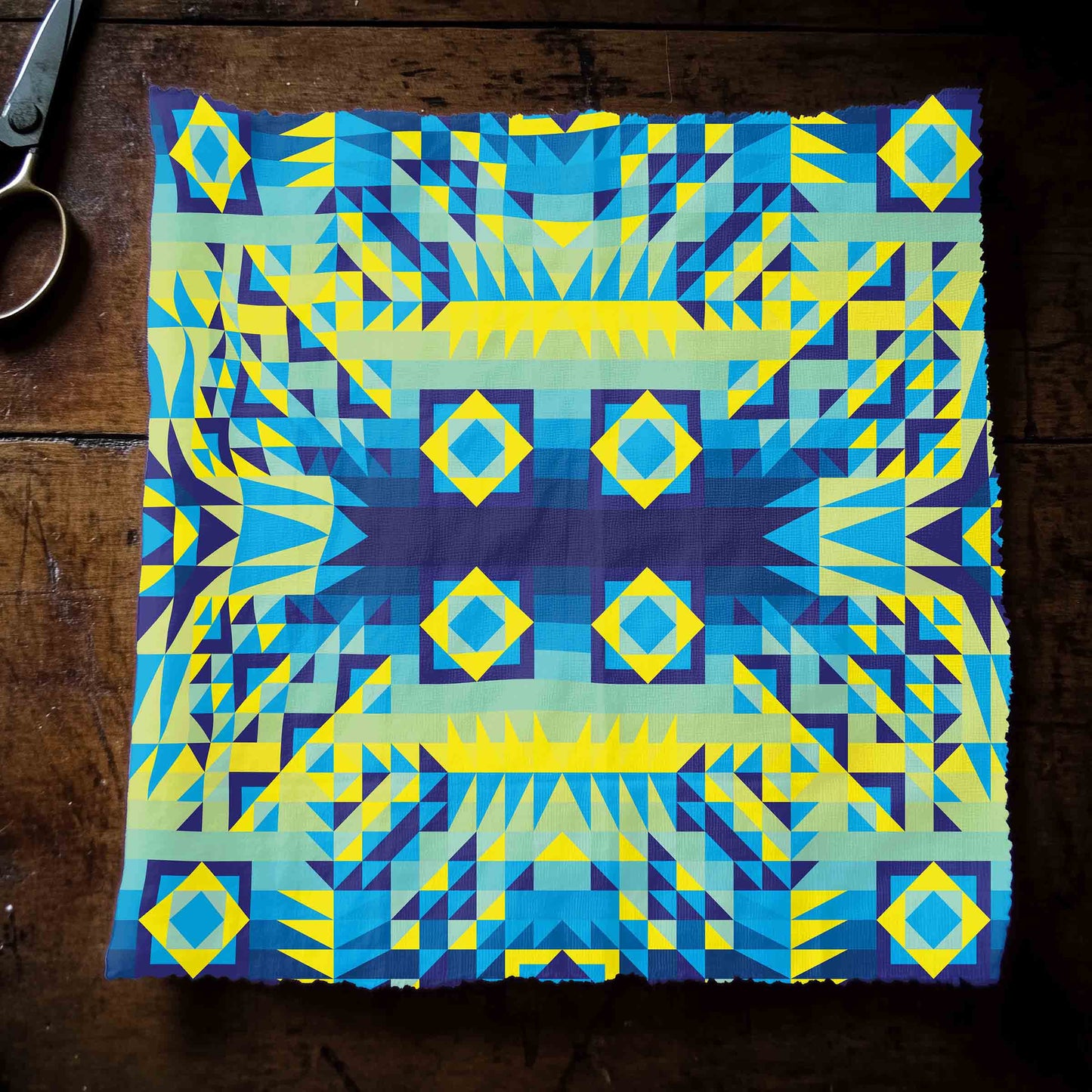 Kaleidoscope Jaune Bleu Fabric