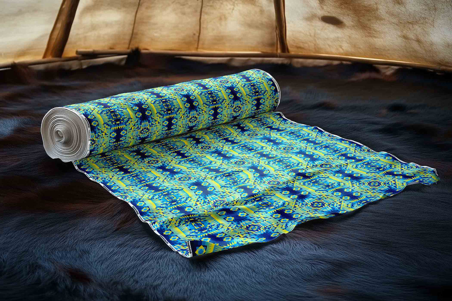 Kaleidoscope Jaune Bleu Fabric