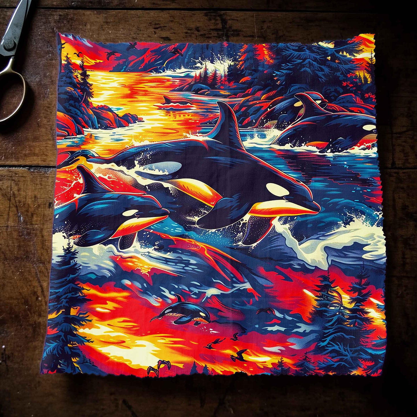 Killer Whales in the Bay Fabric