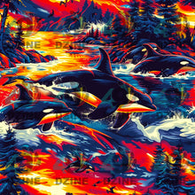 Load image into Gallery viewer, Killer Whales in the Bay Fabric
