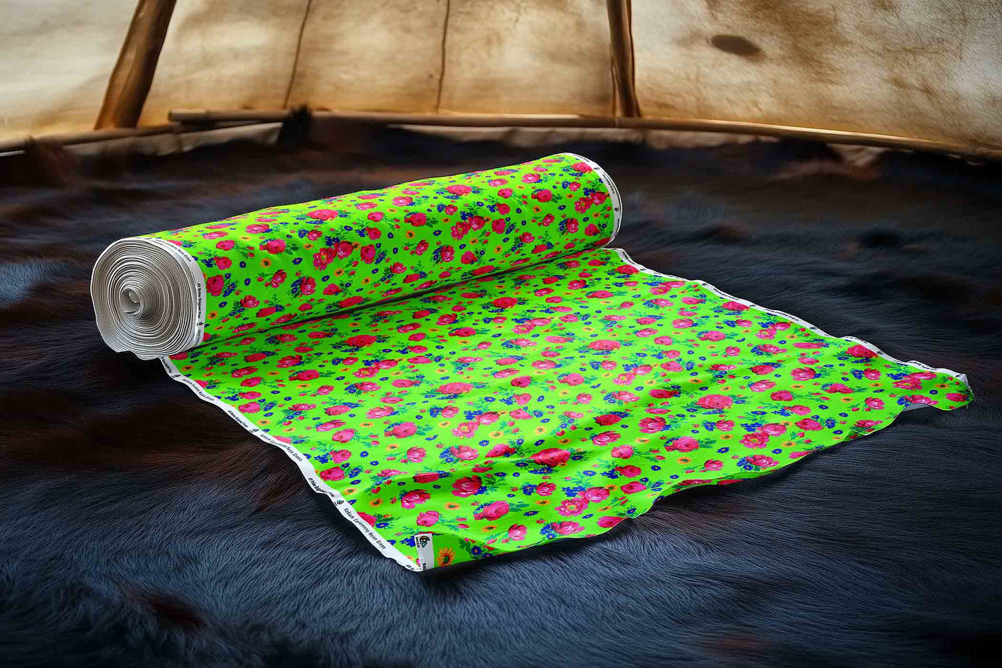 Kokum Ceremony Neon Green Fabric