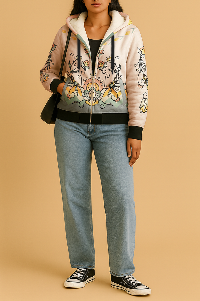 Falling Leaf Rising Bloom Women's Sherpa Hoodie