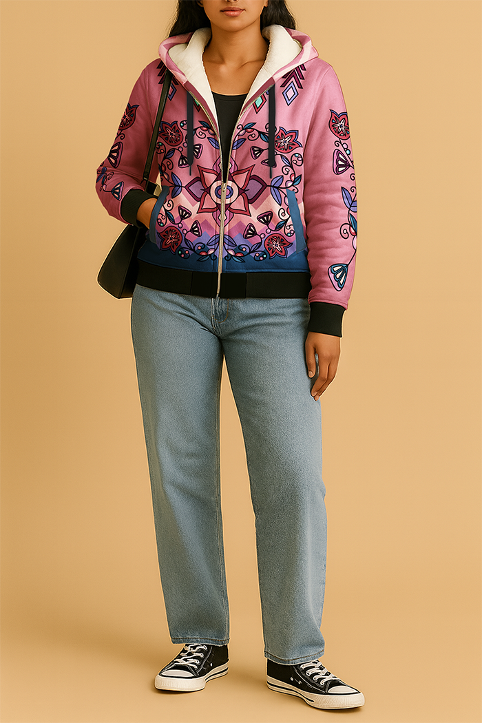 Frost Flower Circle Women's Sherpa Hoodie