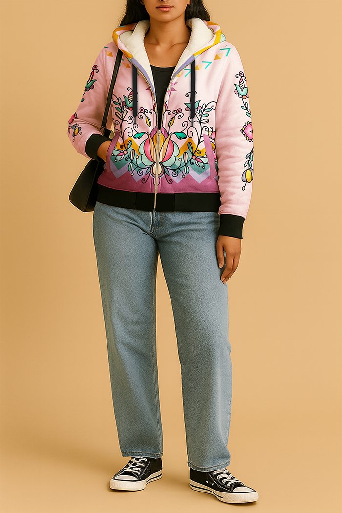 Harvest Hearth Floral Women's Sherpa Hoodie