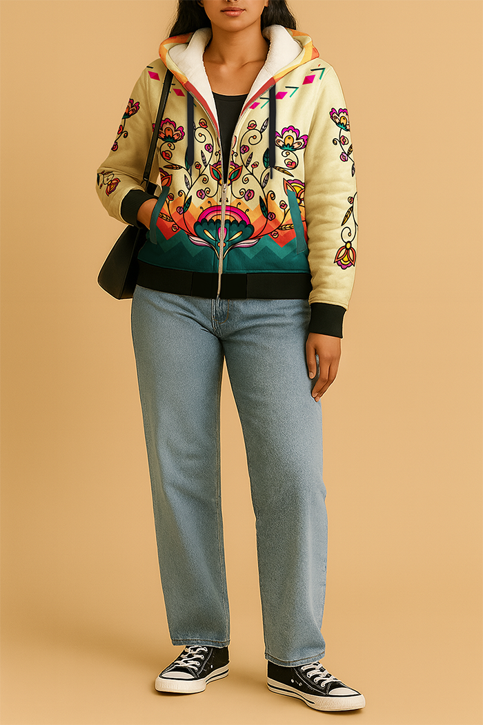 Maple Shine Ribbon Rose Women's Sherpa Hoodie