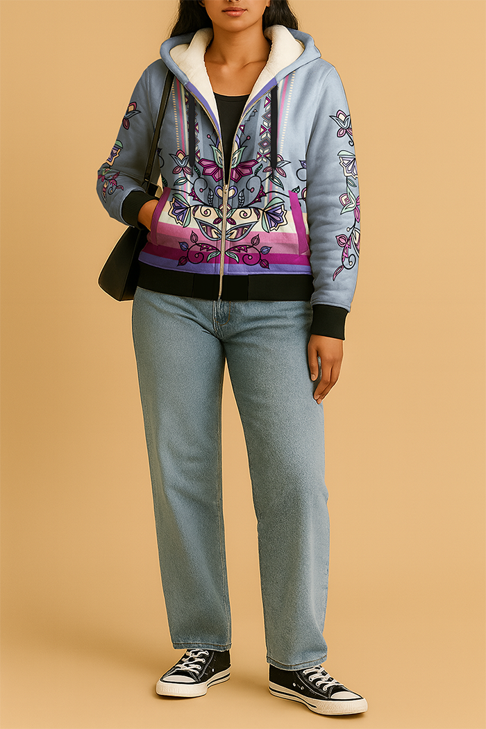 Moonlit Frost Women's Sherpa Hoodie