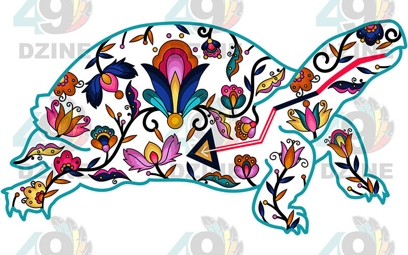 Floral Land Turtle Motif