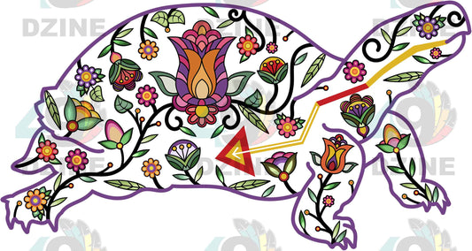 Land Turtle Floral Animals 02 Various Sizes