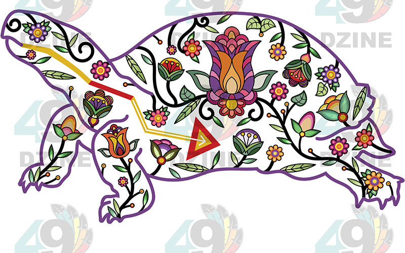 Floral Land Turtle Motif