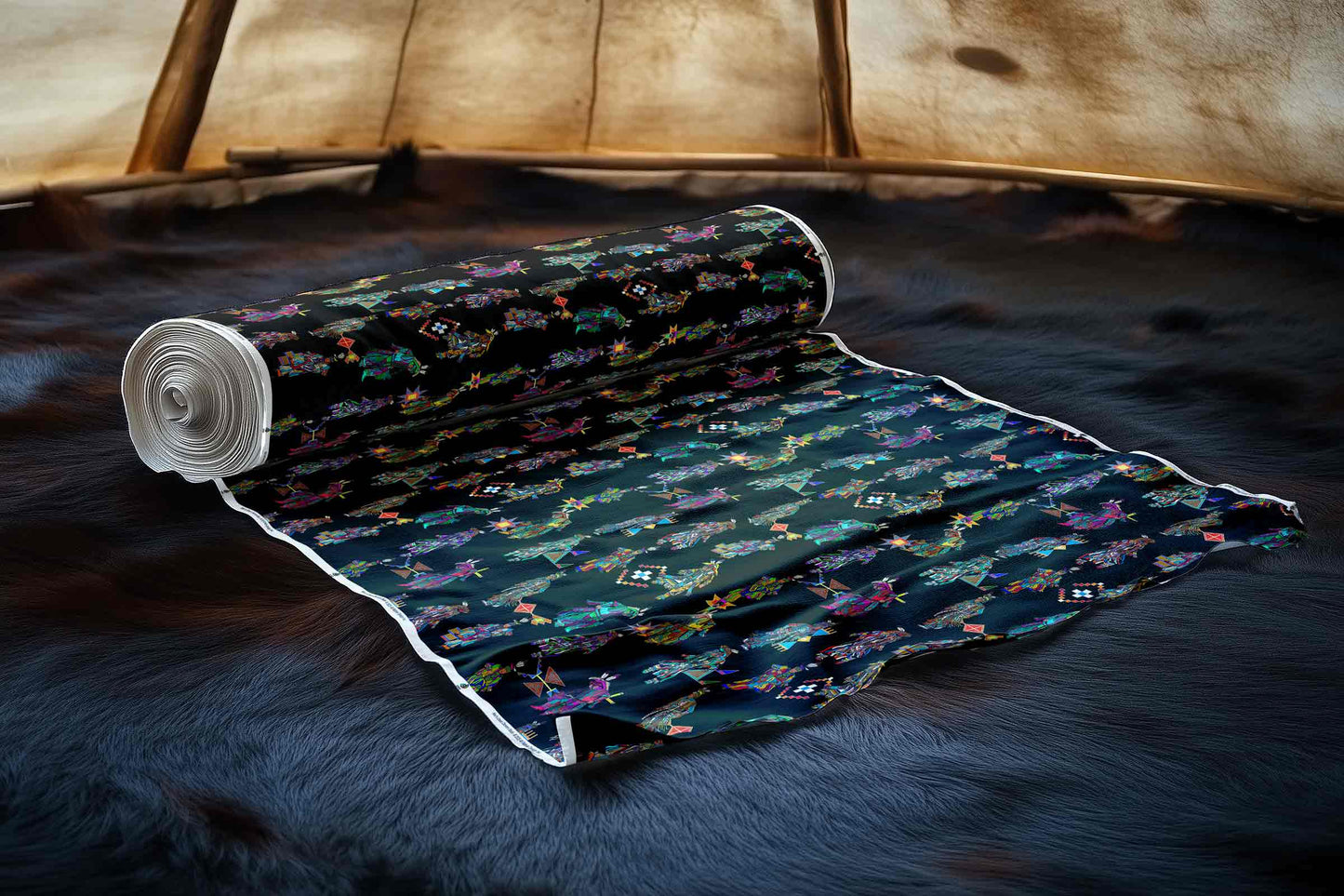 Men's Grass Dancers Black Large Fabric