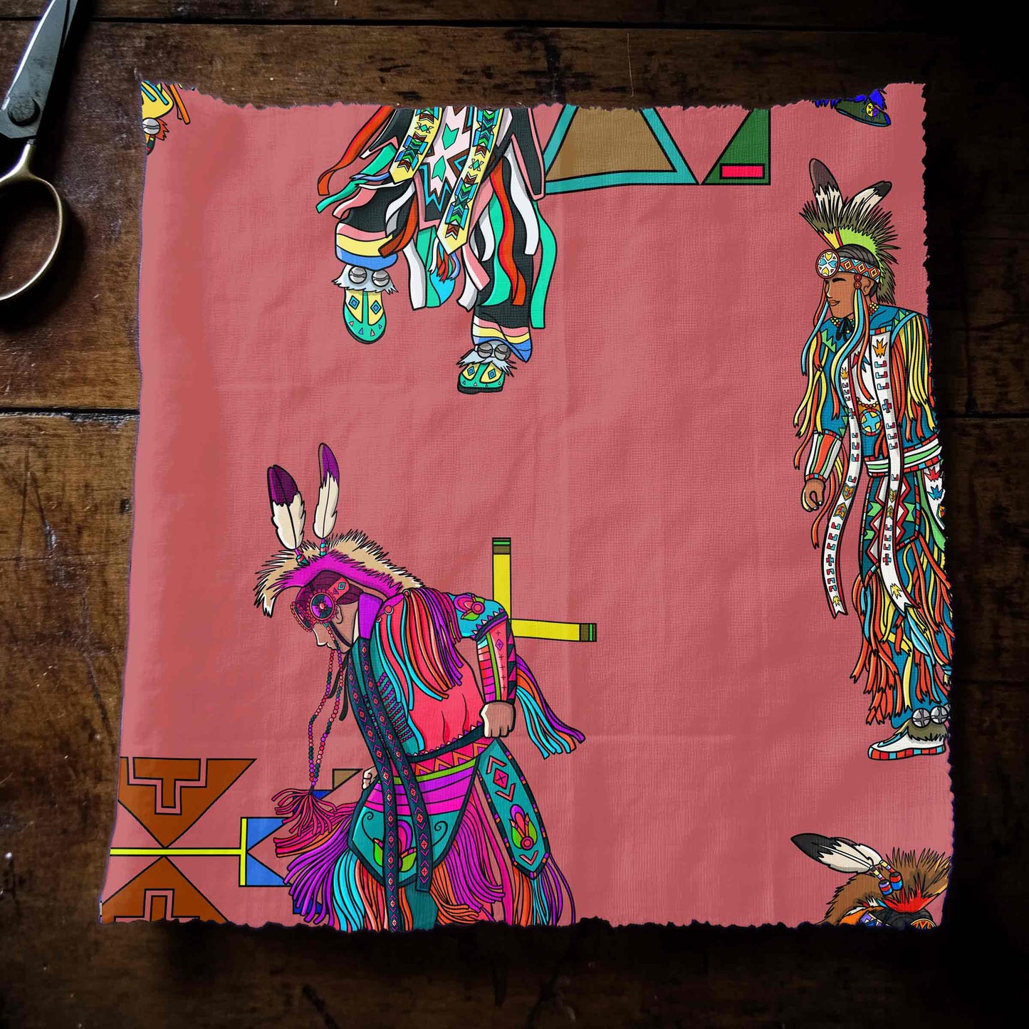 Men's Grass Dancers Terra Cotta Large Fabric