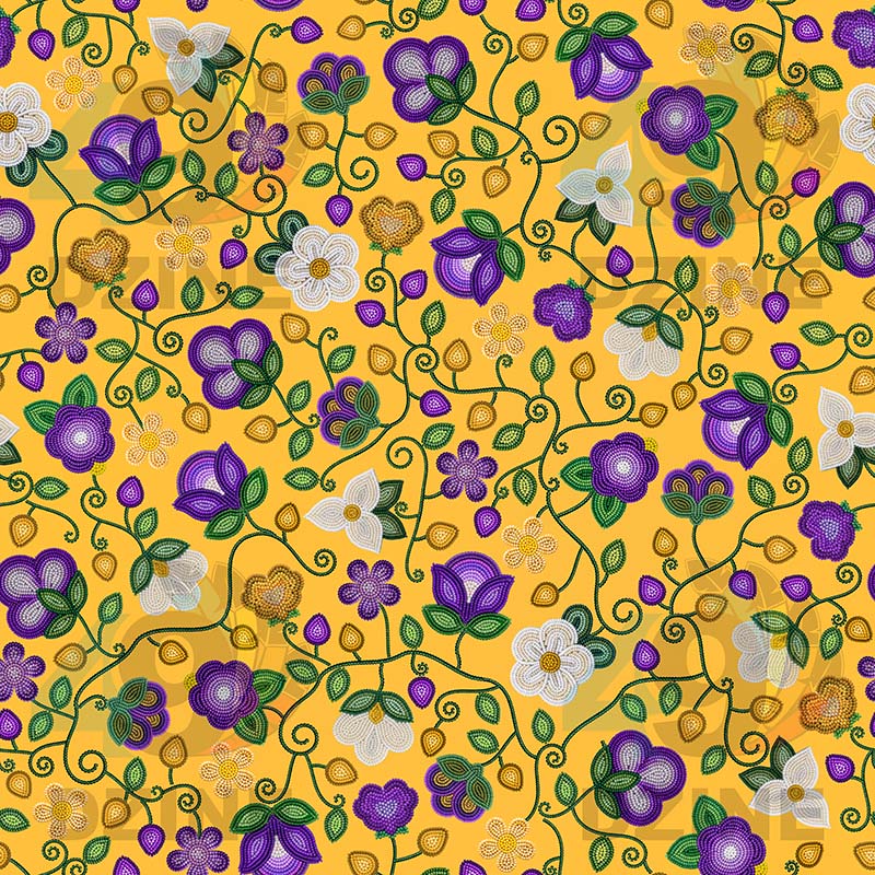 Midnight Moss Bloom Yellow Fabric