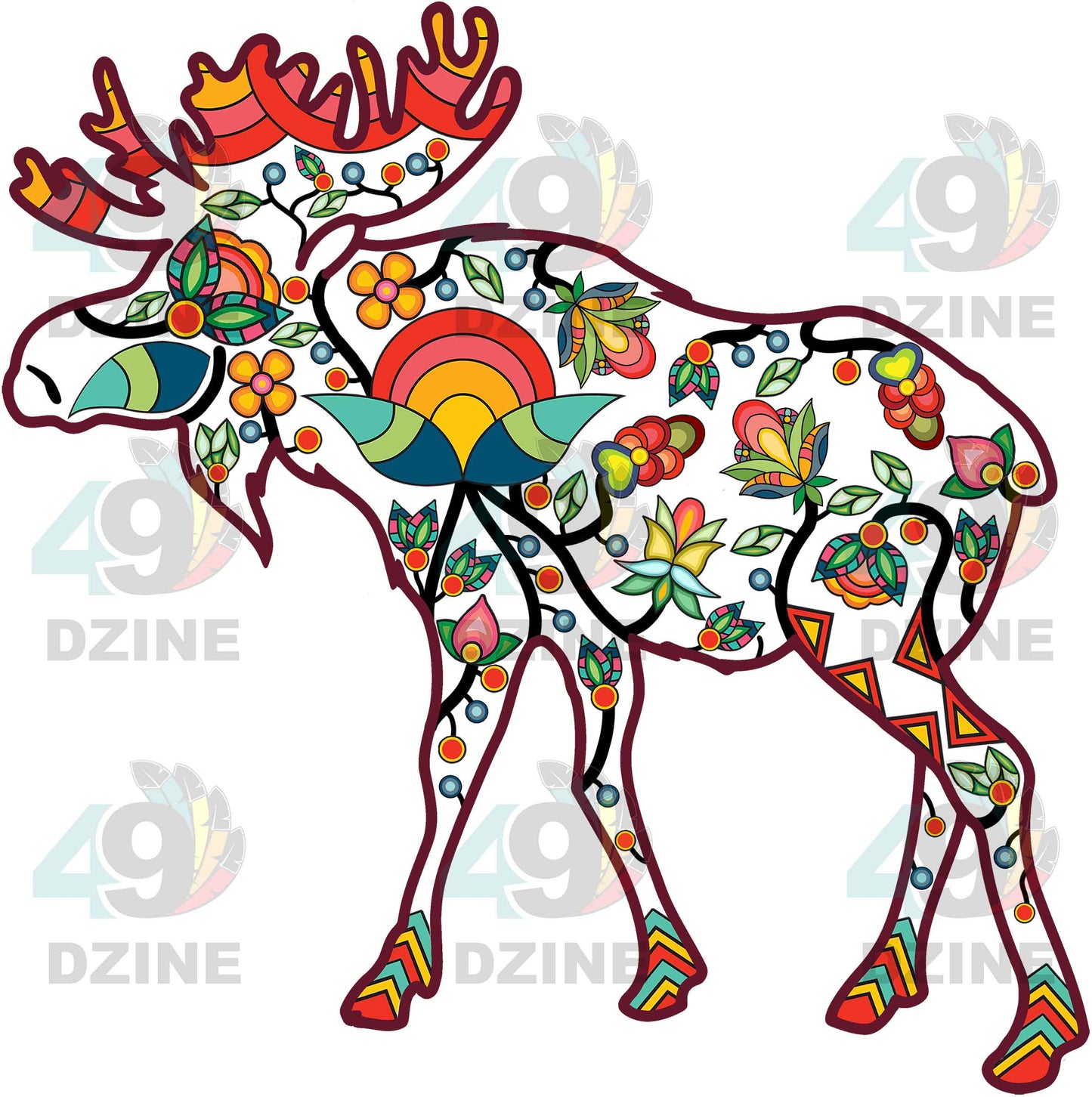 Moose Floral Motif 1 Various Sizes