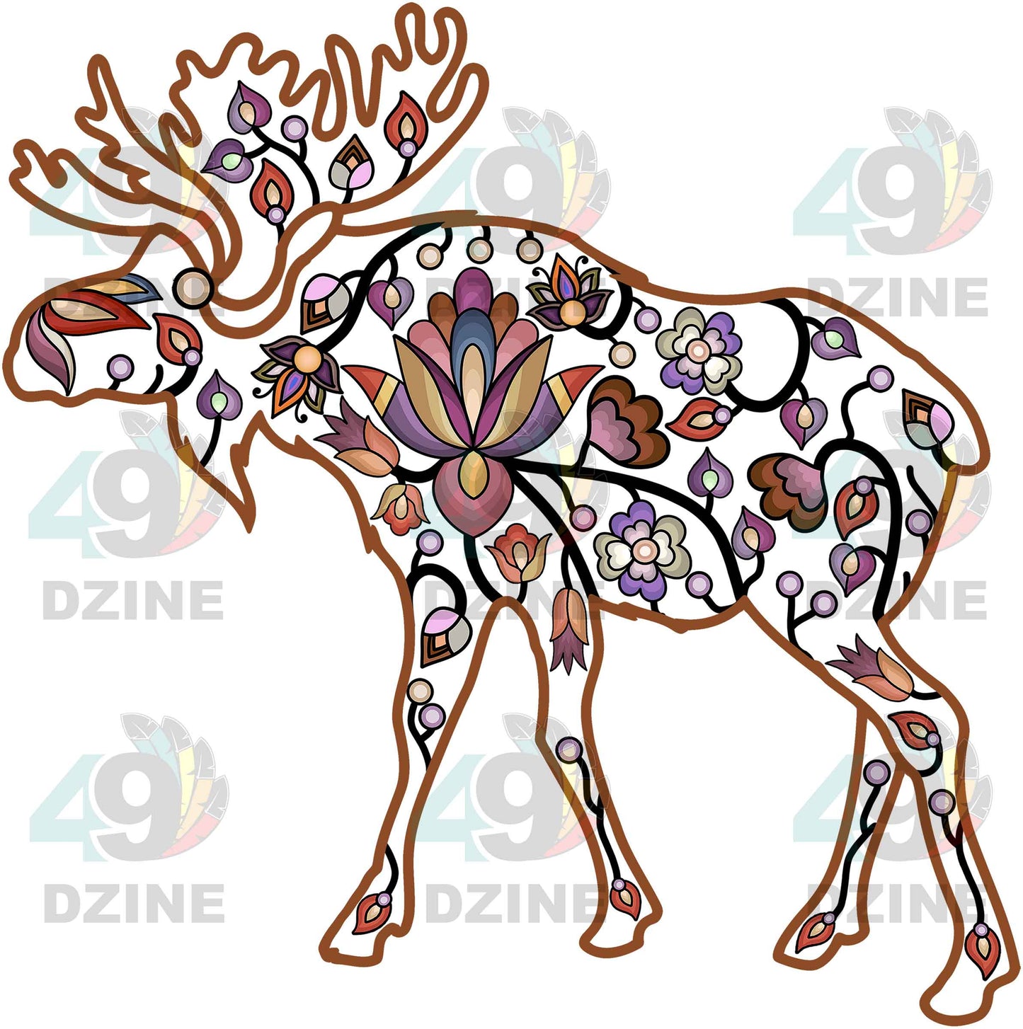 Floral Moose Motif