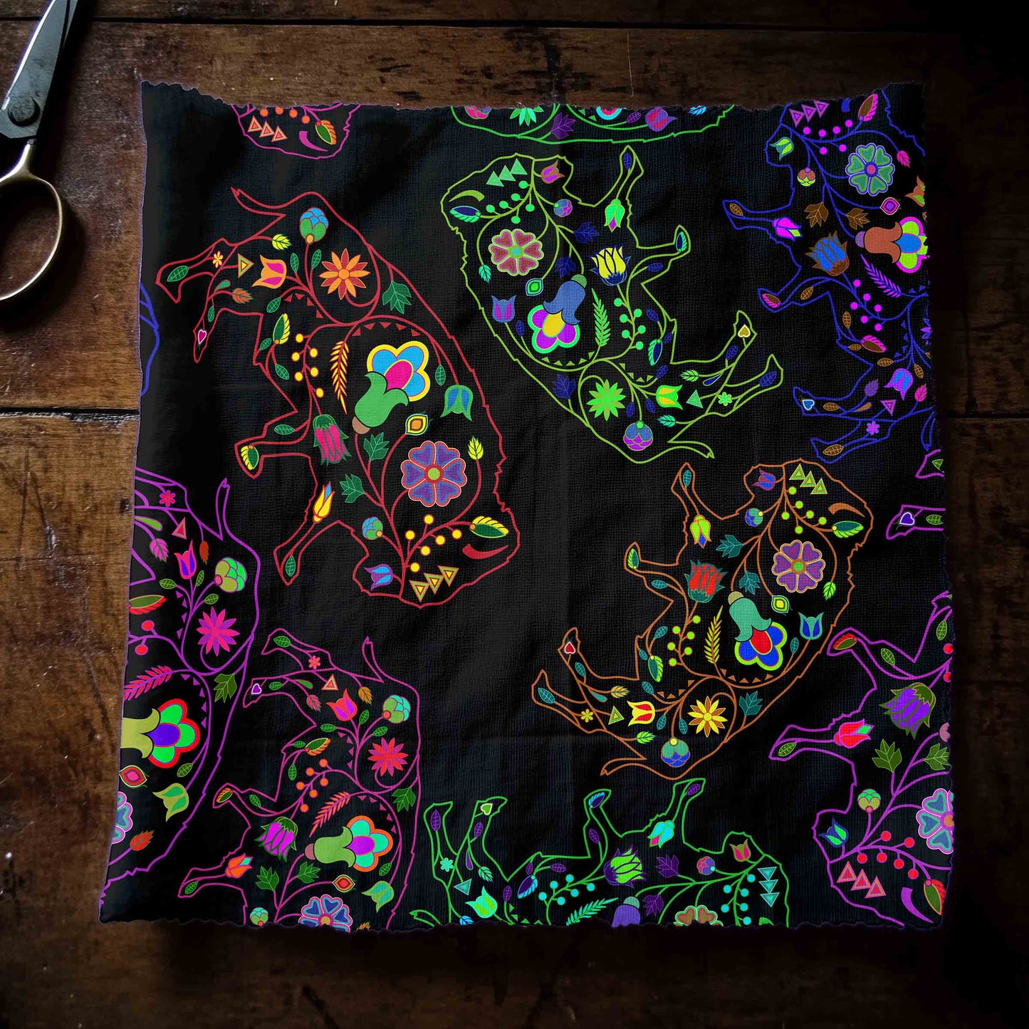 Neon Floral Buffalos Fabric