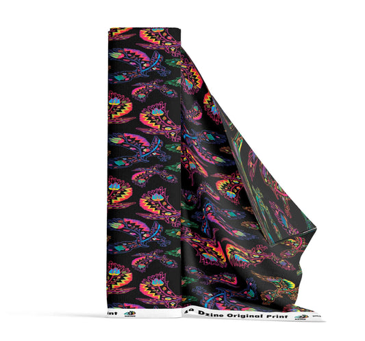 Neon Floral Eagles Fabric