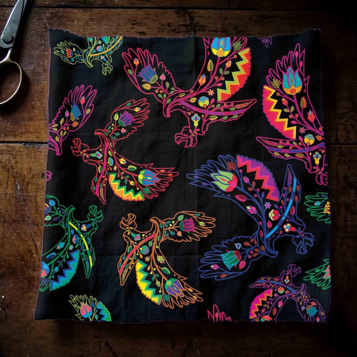 Neon Floral Eagles Fabric