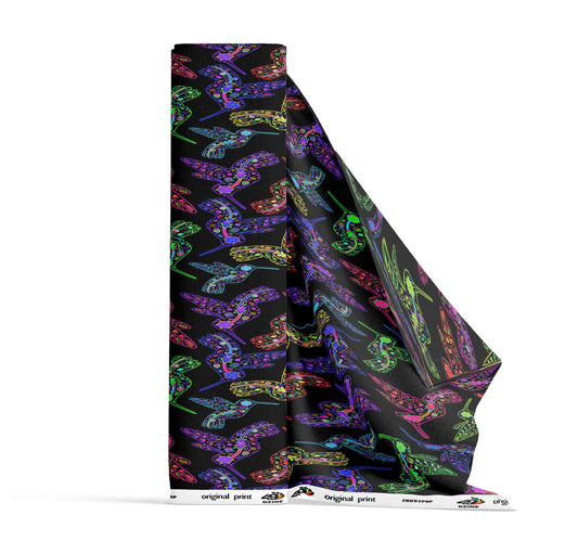 Neon Floral Hummingbirds Fabric