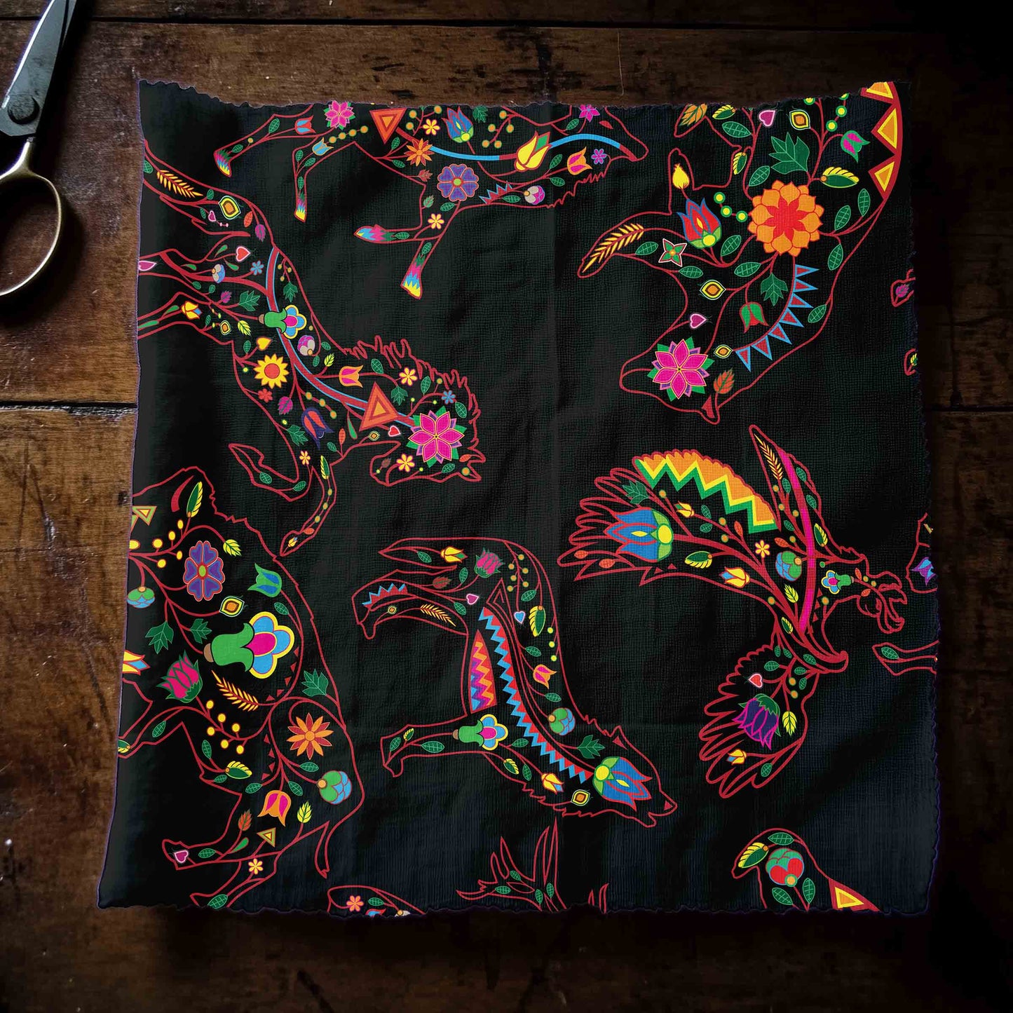 Neon Floral Animals Fabric