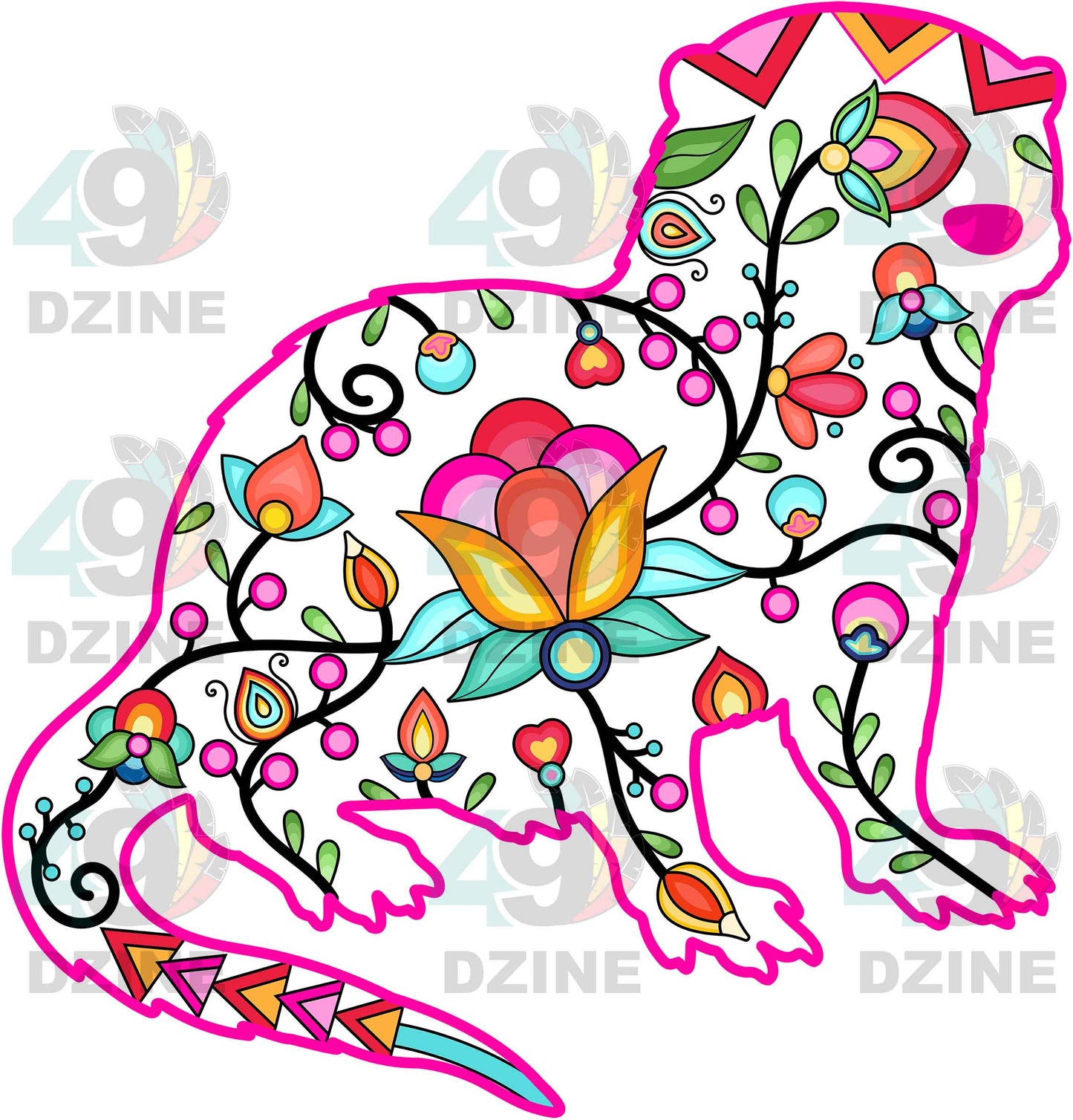 Floral Otter Motif