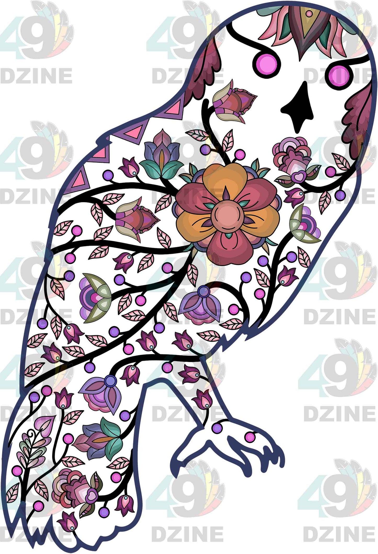 Floral Owl Motif